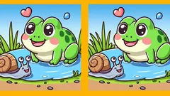 Hjärngympa: Kan du hitta 3 skillnader i bilden med en groda och en snigel på 17 sekunder?